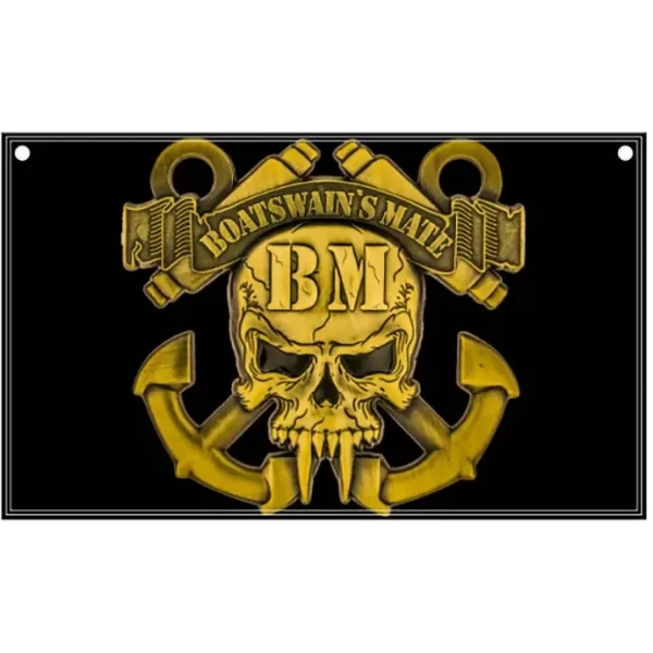 Boatswain's Mate 3D Skull 3 x 5 Flag (Black)