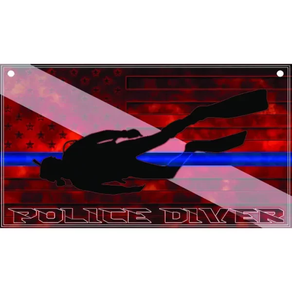 Thin Blue Line Police Diver  3 x 5 Flag
