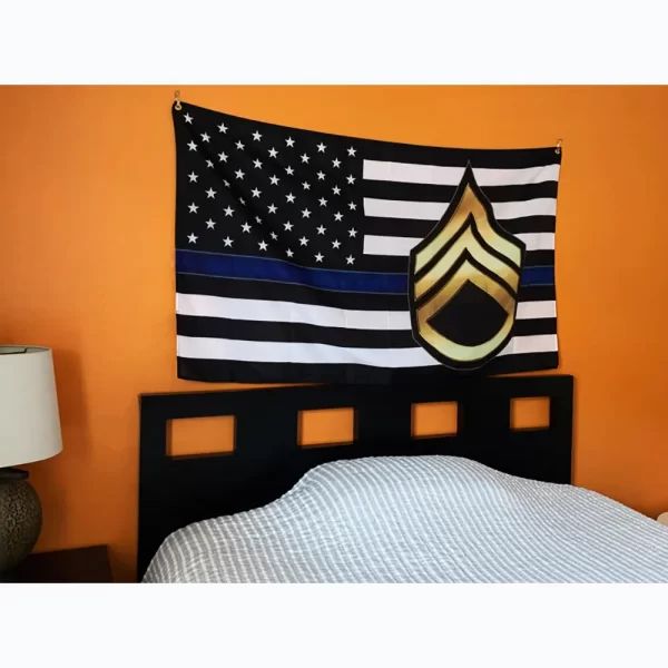 Staff Sergeant Thin Blue Line 3 x 5 Flag - Image 2