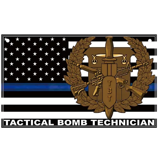 Tactical Bomb Technician TBT Thin Blue Line 3 x 5 Flag