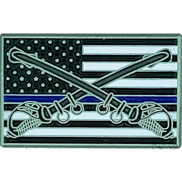 Thin Blue Line Mounted Lapel Pin